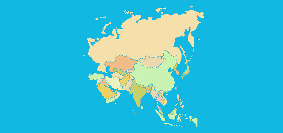 Country Flags On A Blank Map 4 - Asia Quiz - By mittudomain
